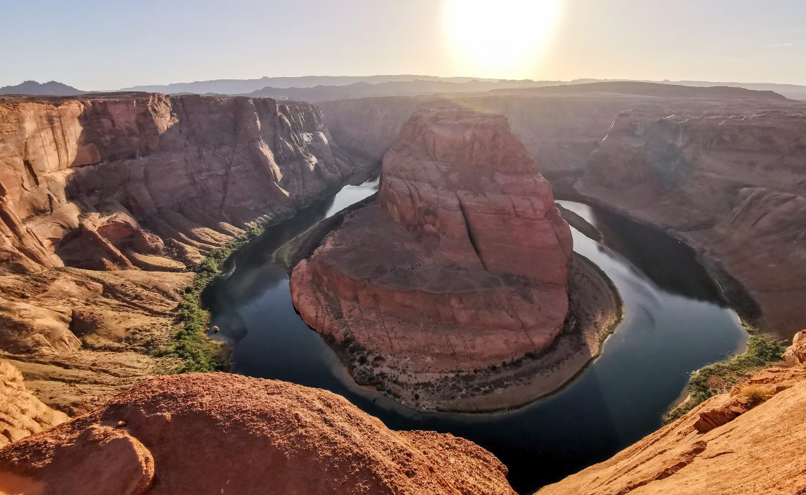 Horseshoe Bend in Page, Arizona (USA) - Blick bei Sonnenuntergang