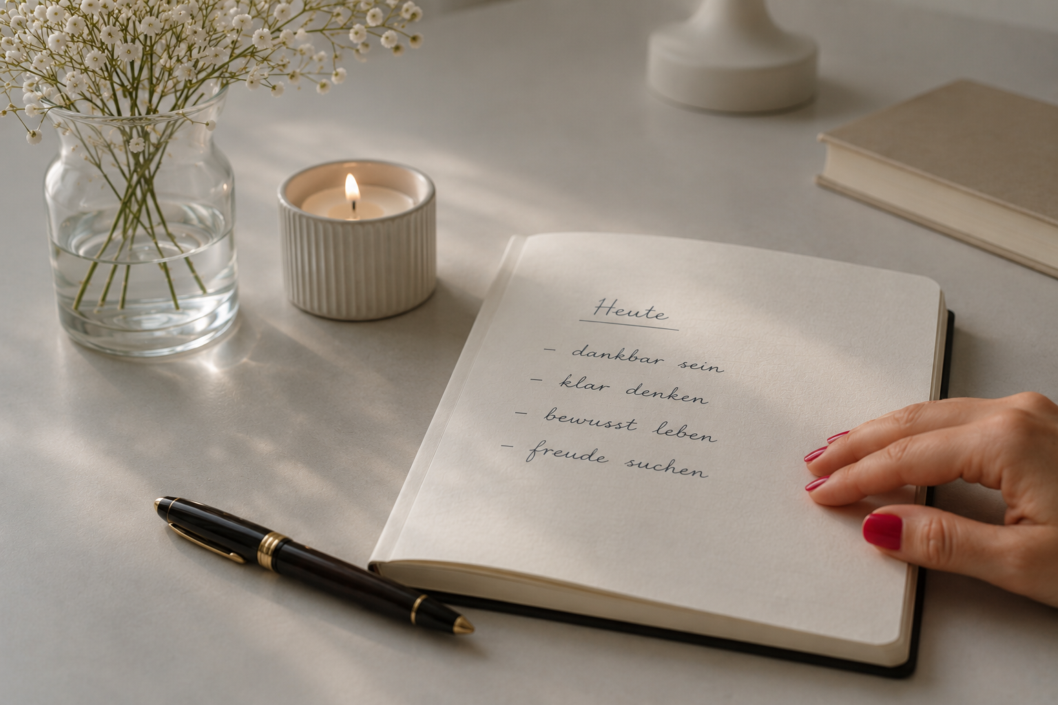 Handgeschriebenes Wort auf weißem Papier in eleganter Schreibschrift
